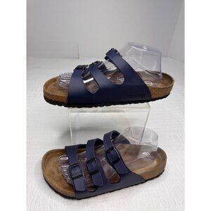 Birkenstock Navy Florida Sandals SZ EU 41 US 8-8.5 -Birko-Flor Straps Buckles